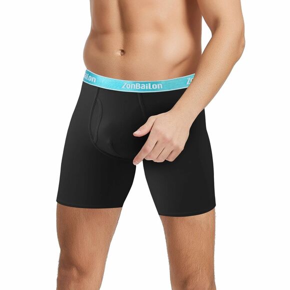 Zonbailon Mens Boxer Briefs W/Fly Bamboo Breathable TAGLESS Underwear PK/4 3XL - Picture 3 of 6